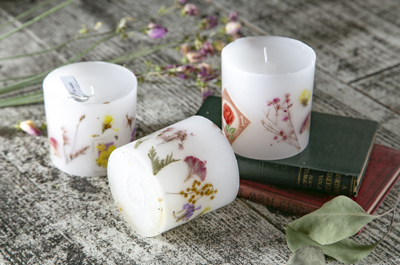 Dried Flower pillar Candle,ドライフラワーピラーキャンドル