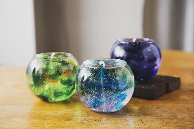 ジェルワックスグラデーションキャンドル,ギャラクシーキャンドル